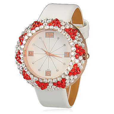 Ladies Beautiful Rhinestone Leather Band Watch